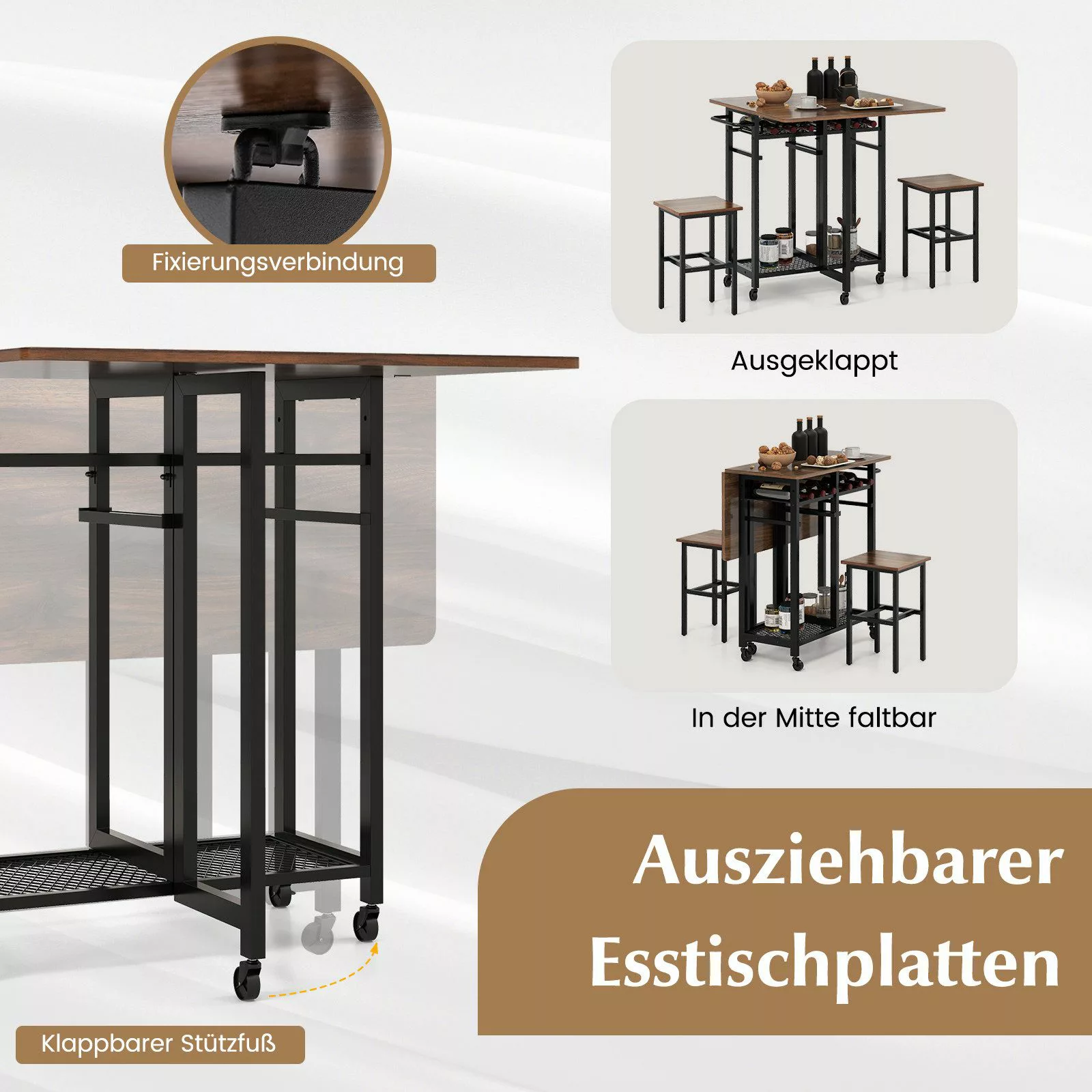 COSTWAY Esstisch, Set 3 teilig mit günstig online kaufen