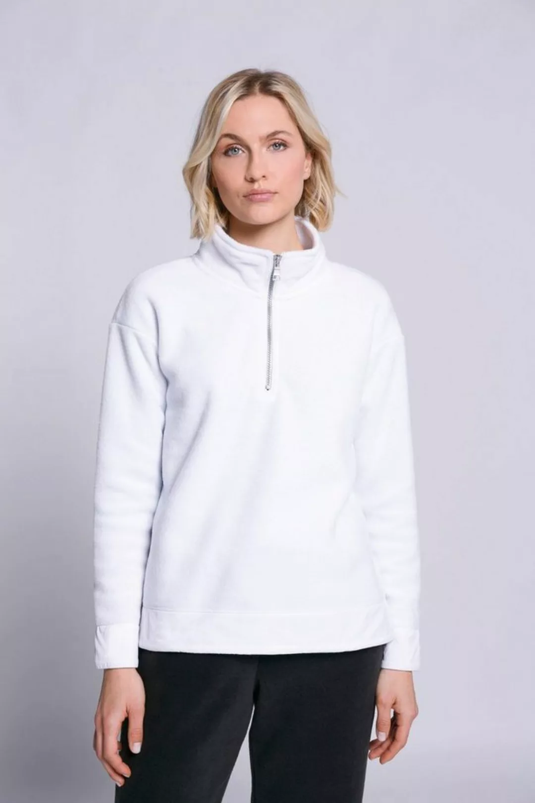 Gina Laura Sweatshirt Fleece-Sweatshirt Stehkragen Langarm Taft-Saum günstig online kaufen