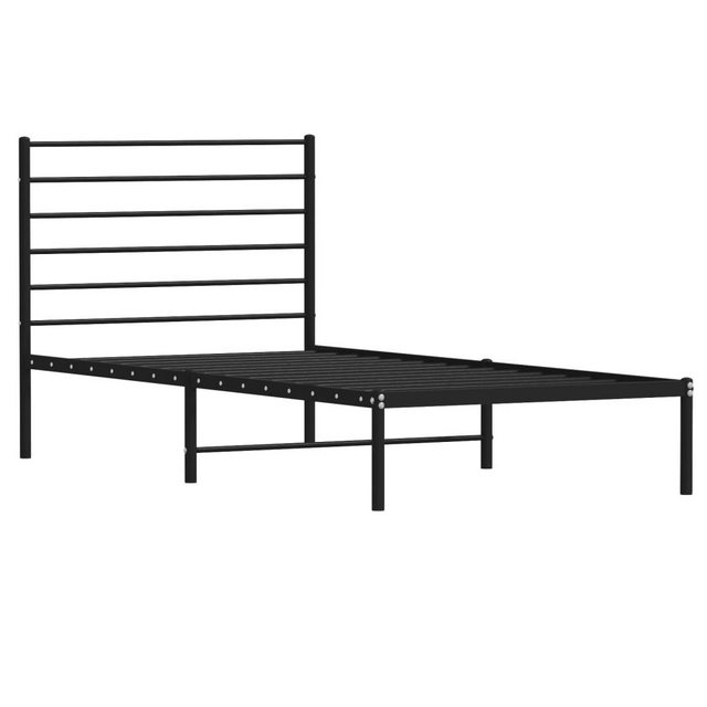 vidaXL Bettgestell Bettrahmen mit Kopfteil Metall Schwarz 90x190 cm Bett Be günstig online kaufen