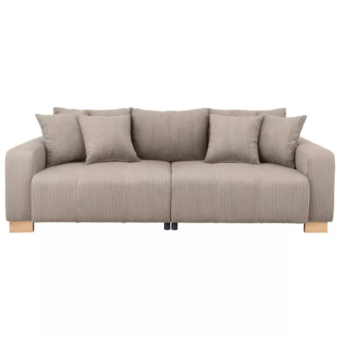 Big Sofa Alpha New dunkelbeige Velourstoff B/H/T: ca. 244x85x112 cm günstig online kaufen
