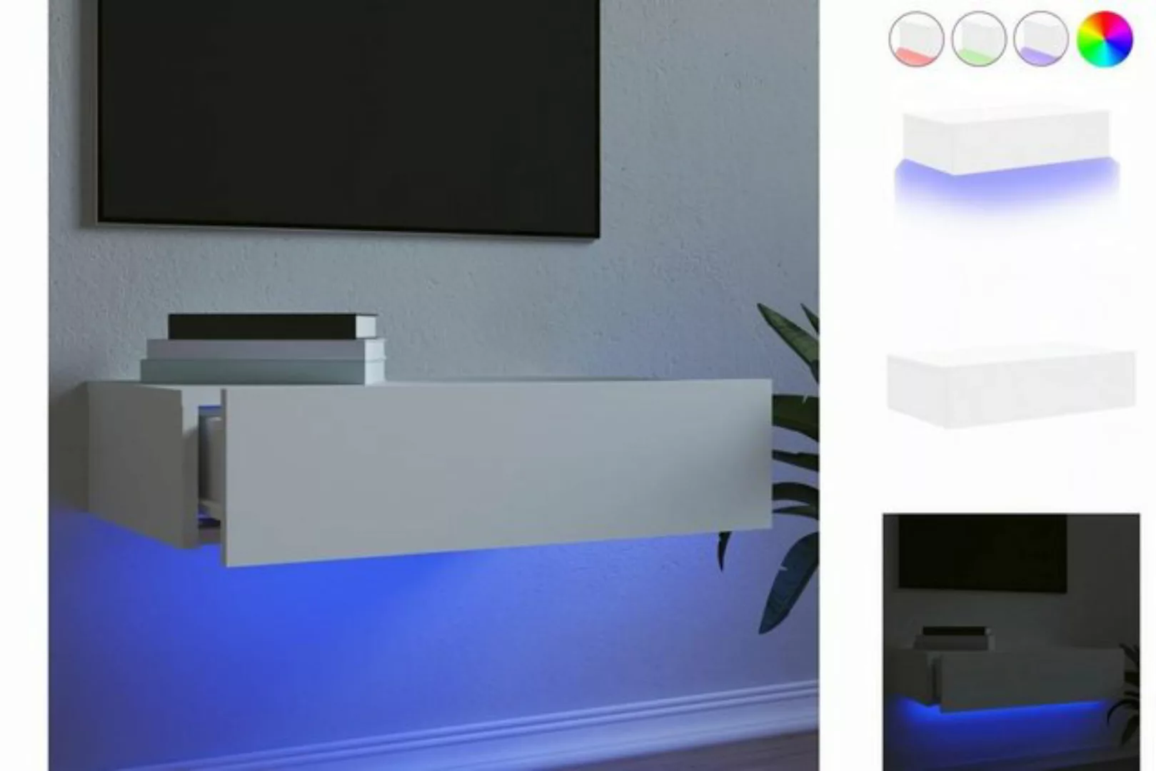 vidaXL TV-Schrank TV-Lowboard TV-Schrank mit LED-Leuchten Weiß 60x35x15,5 c günstig online kaufen