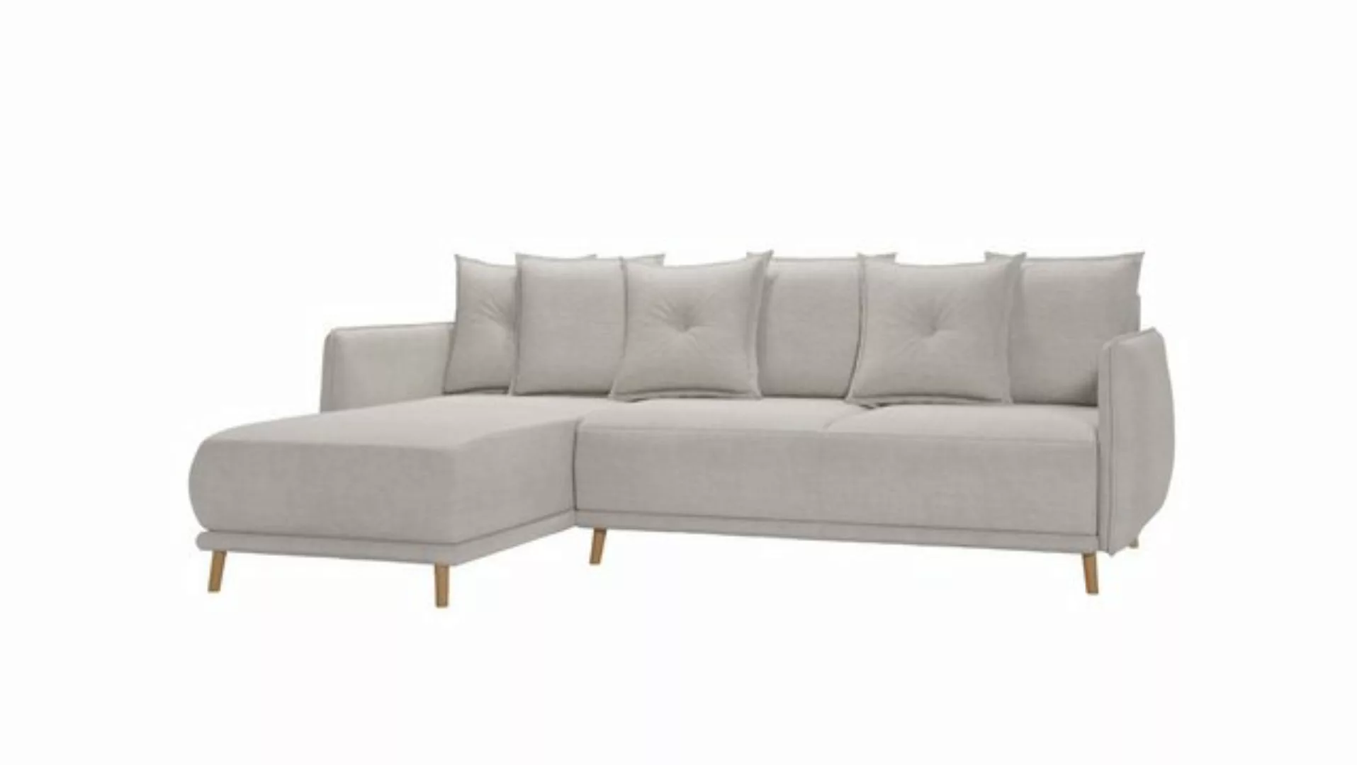 S-Style Möbel Ecksofa Lina mit Schlaffunktion, Bettkasten und Holzfüßen, au günstig online kaufen