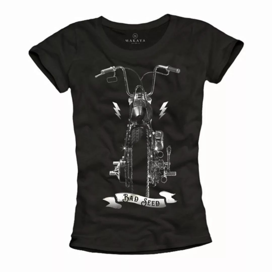 MAKAYA Print-Shirt Damen Motorrad Oberteile Coole Biker Bekleidung Frauen T günstig online kaufen