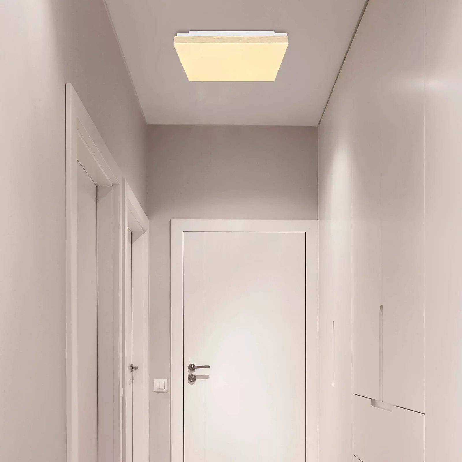 LED-Deckenleuchte Raina in eckiger Form, holzoptik günstig online kaufen