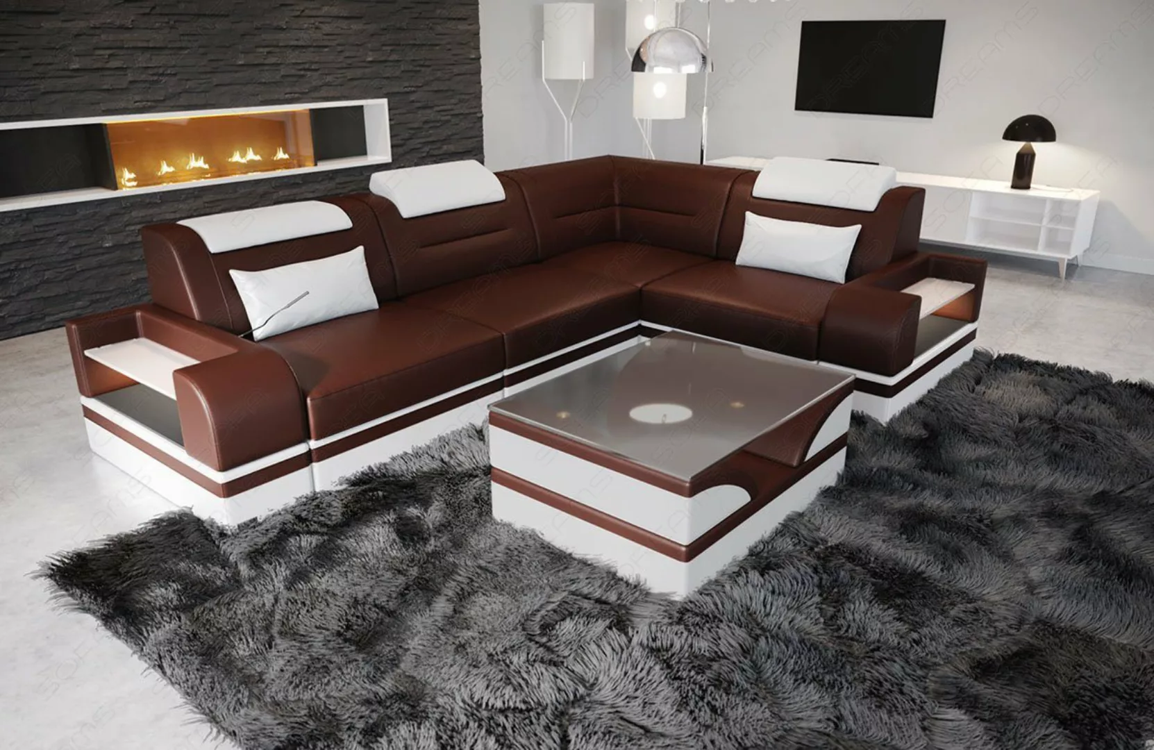 Sofa Dreams Ecksofa Ledercouch Sofa Trivento L Form kurz Leder Sofa günstig online kaufen