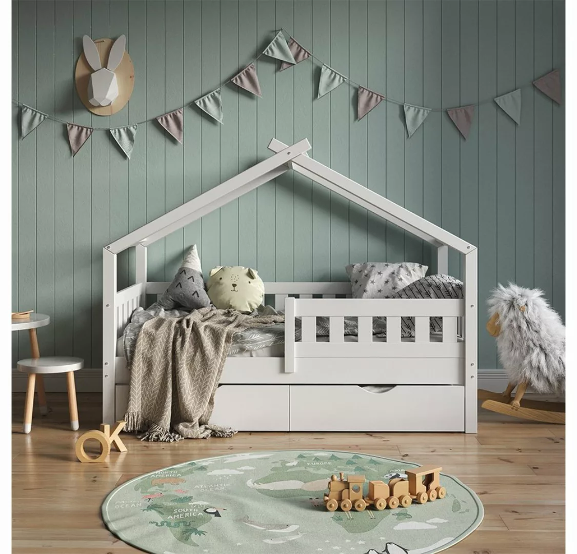 VitaliSpa® Kinderbett Hausbett Gästebett 80x160cm DESIGN Weiß Matratze günstig online kaufen