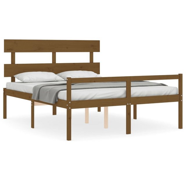 vidaXL Bett Seniorenbett mit Kopfteil Honigbraun Kingsize Massivholz günstig online kaufen