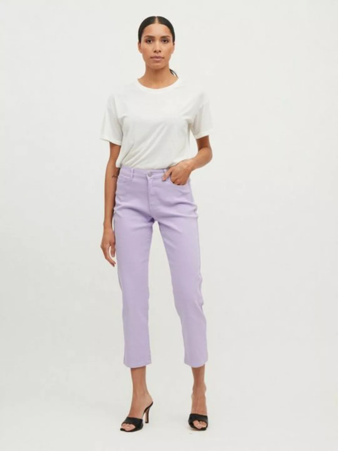 VILA Cropped Straight Fit Jeans Damen Violett günstig online kaufen