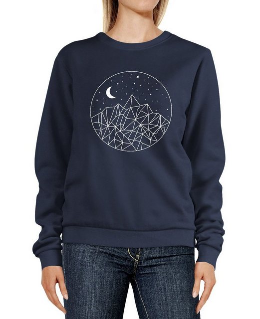 Neverless Sweatshirt Sweatshirt Damen Print Berge und Sterne Polygon Design günstig online kaufen
