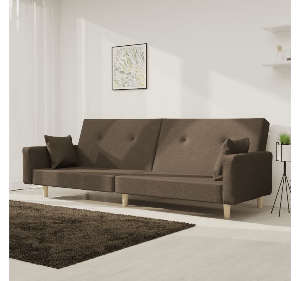 vidaXL Sofa Schlafsofa Sofa mit Schlaffunktion mit 2 Kissen Stoff, Taupe günstig online kaufen