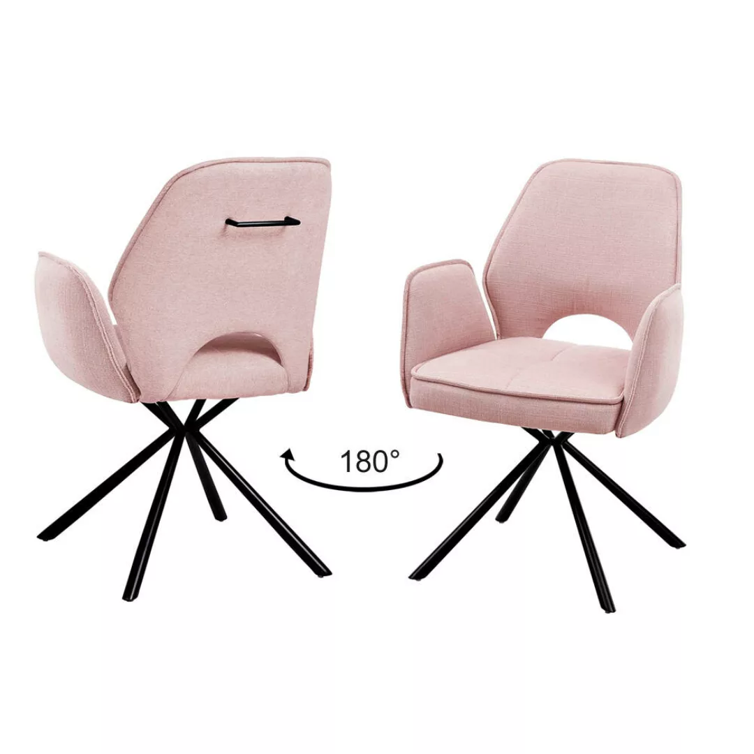 Armlehnenstuhl Esszimmer 2er-Set AMSTERDAM-119 Stoffbezug light pink, Geste günstig online kaufen