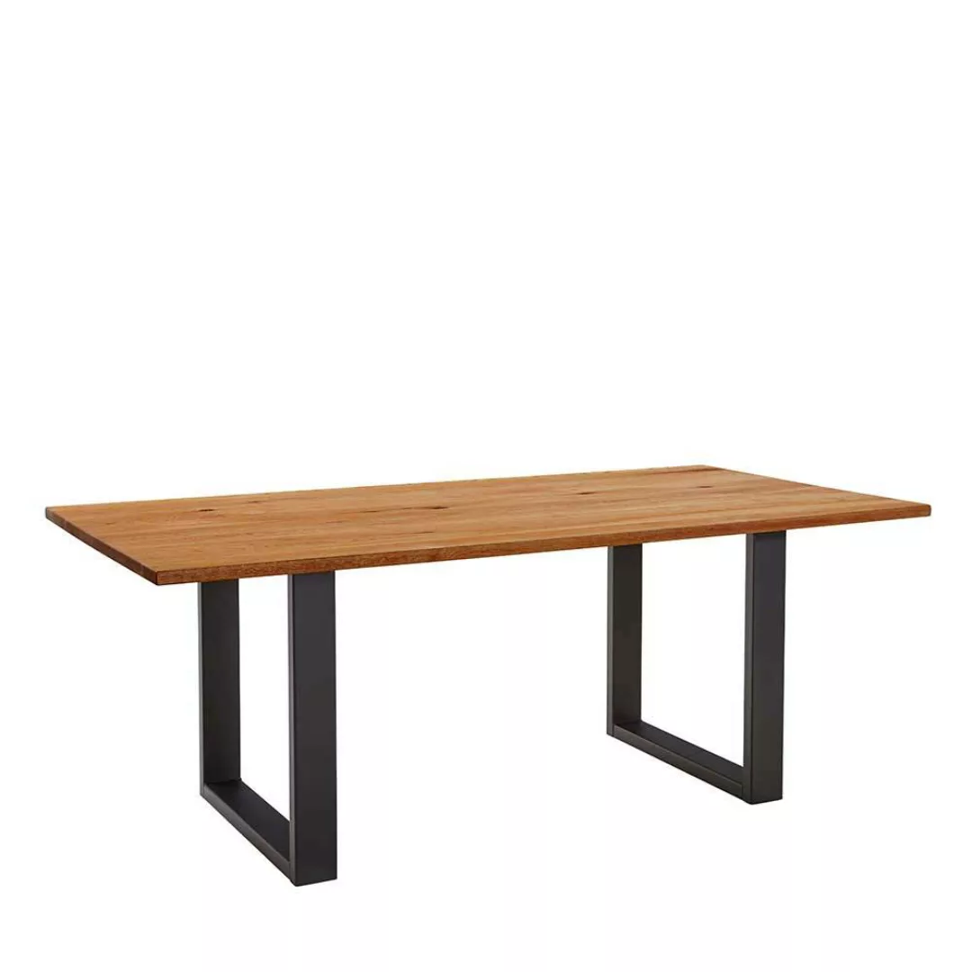 Industrial Tisch mit Massivholzplatte Zerreiche günstig online kaufen