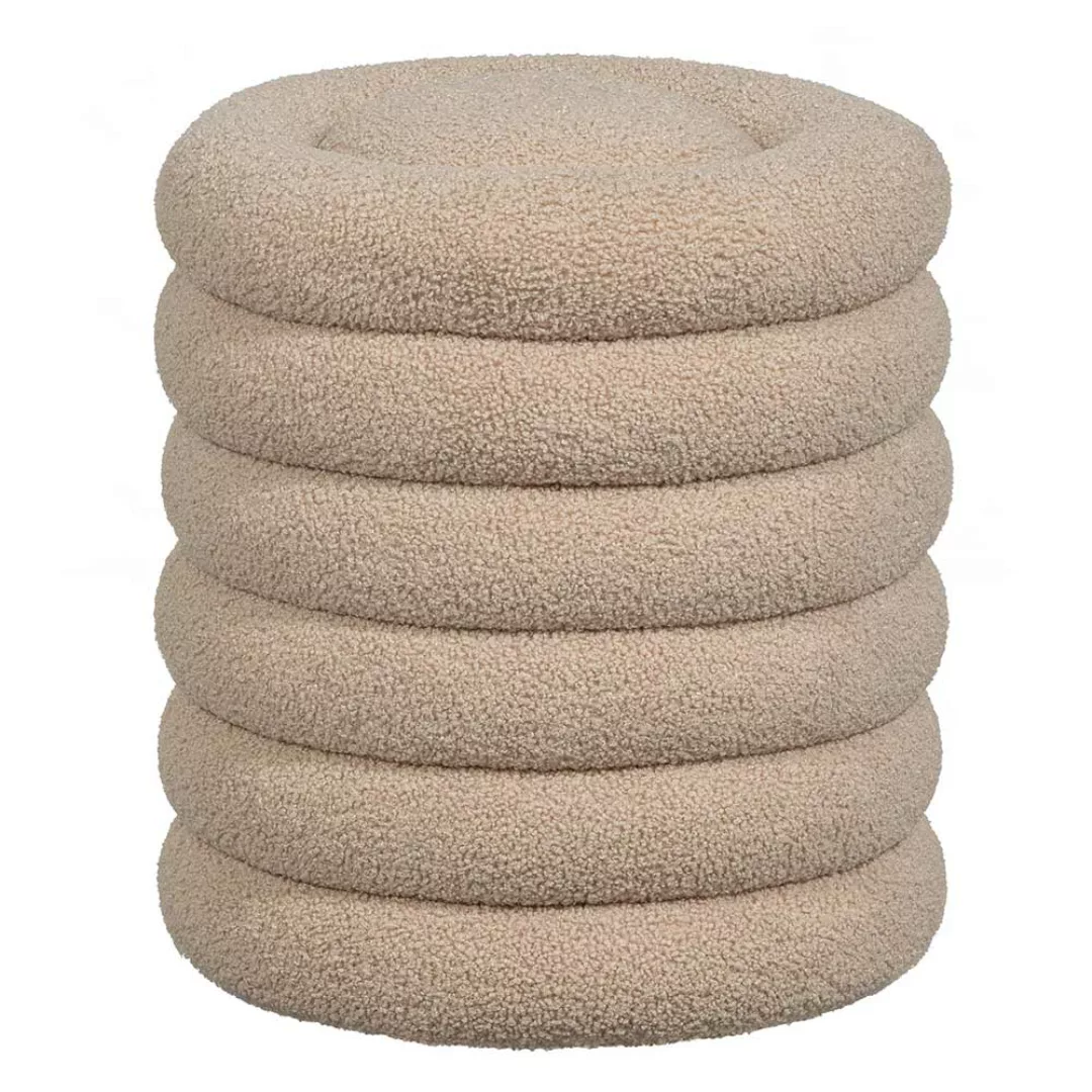 Skandi Webplüsch Hocker in Beige 48 cm Sitzhöhe günstig online kaufen