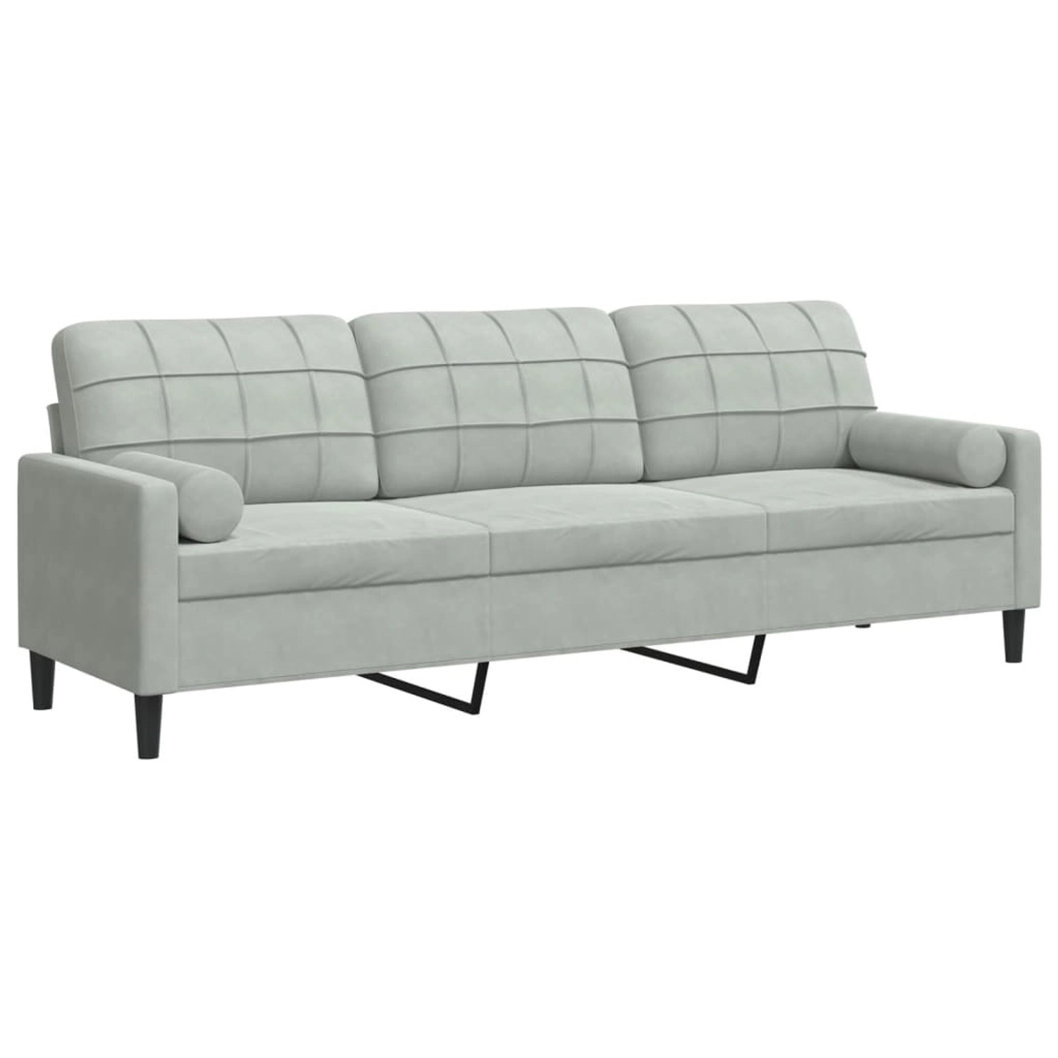 vidaXL Sofa 3-Sitzer mit Zierkissen Hellgrau 210 cm Samt 2164081 günstig online kaufen