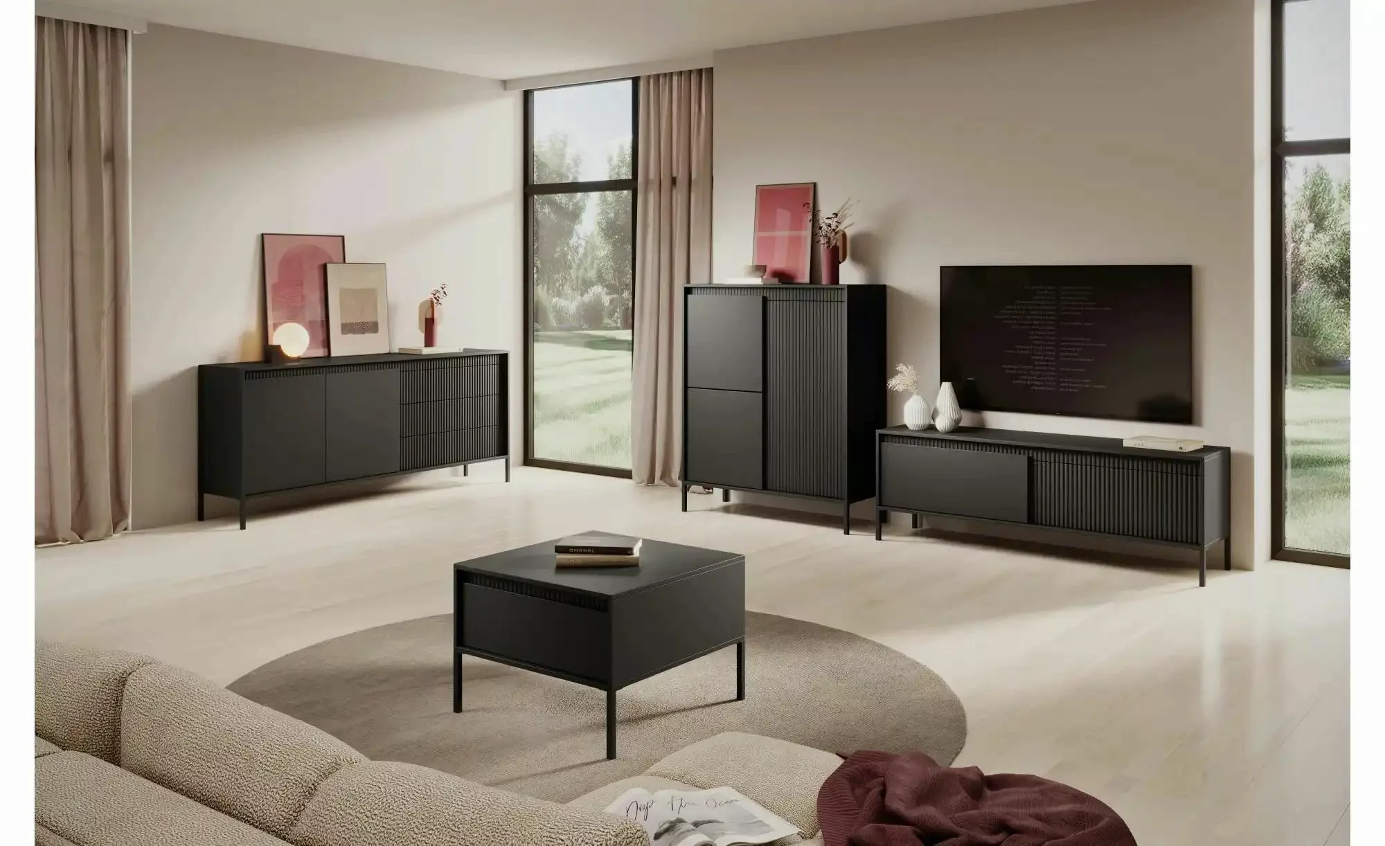 Lowboard  Senso ¦ schwarz ¦ Maße (cm): B: 188 H: 53 Kommoden & Sideboards > günstig online kaufen