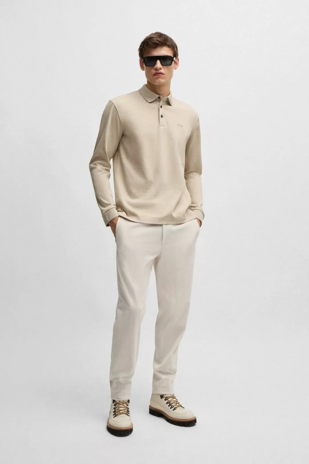 BOSS Pado Long Sleeve Polo Beige - Größe XXL günstig online kaufen