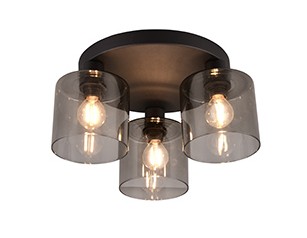 Spot 3xE14 Metall Schwarz Matt / Glas Smoke günstig online kaufen