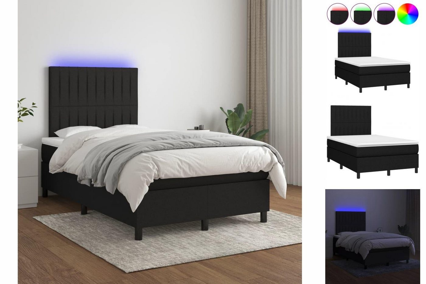 vidaXL Boxspringbett Bett Boxspringbett mit Matratze & LED Stoff (120 x 200 günstig online kaufen