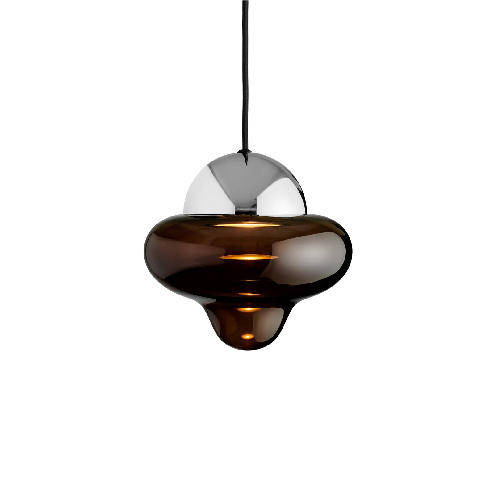 LED-Hängeleuchte Nutty, braun / chromfarben, Ø 18,5 cm, Glas günstig online kaufen
