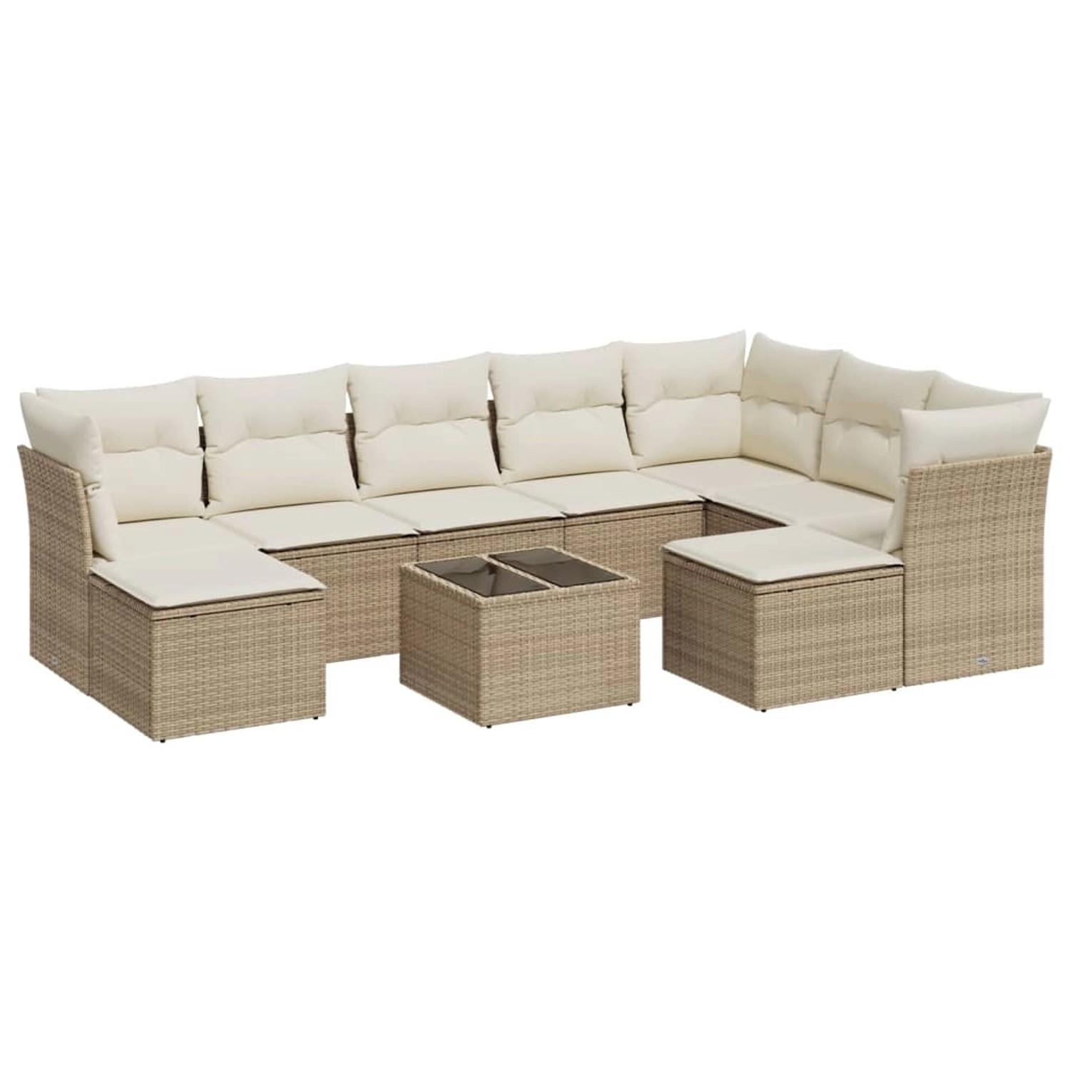 vidaXL 10-Tlg Garten-Sofagarnitur mit Kissen Beige Poly Rattan 3250417 günstig online kaufen