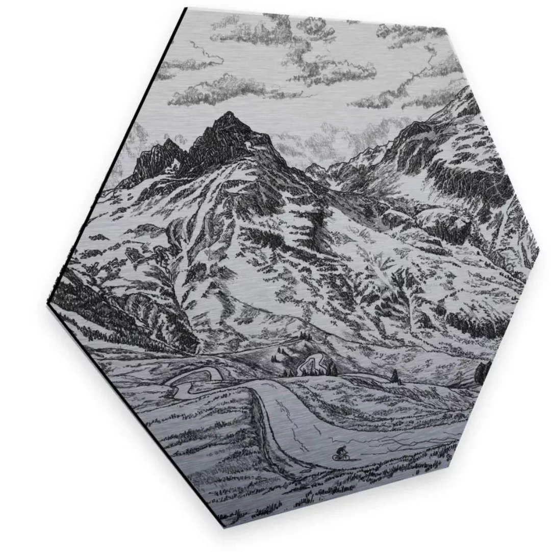 Wall-Art Metallbild "Alpenpass Metallbild Natur Silber", (1 St.), vintage M günstig online kaufen