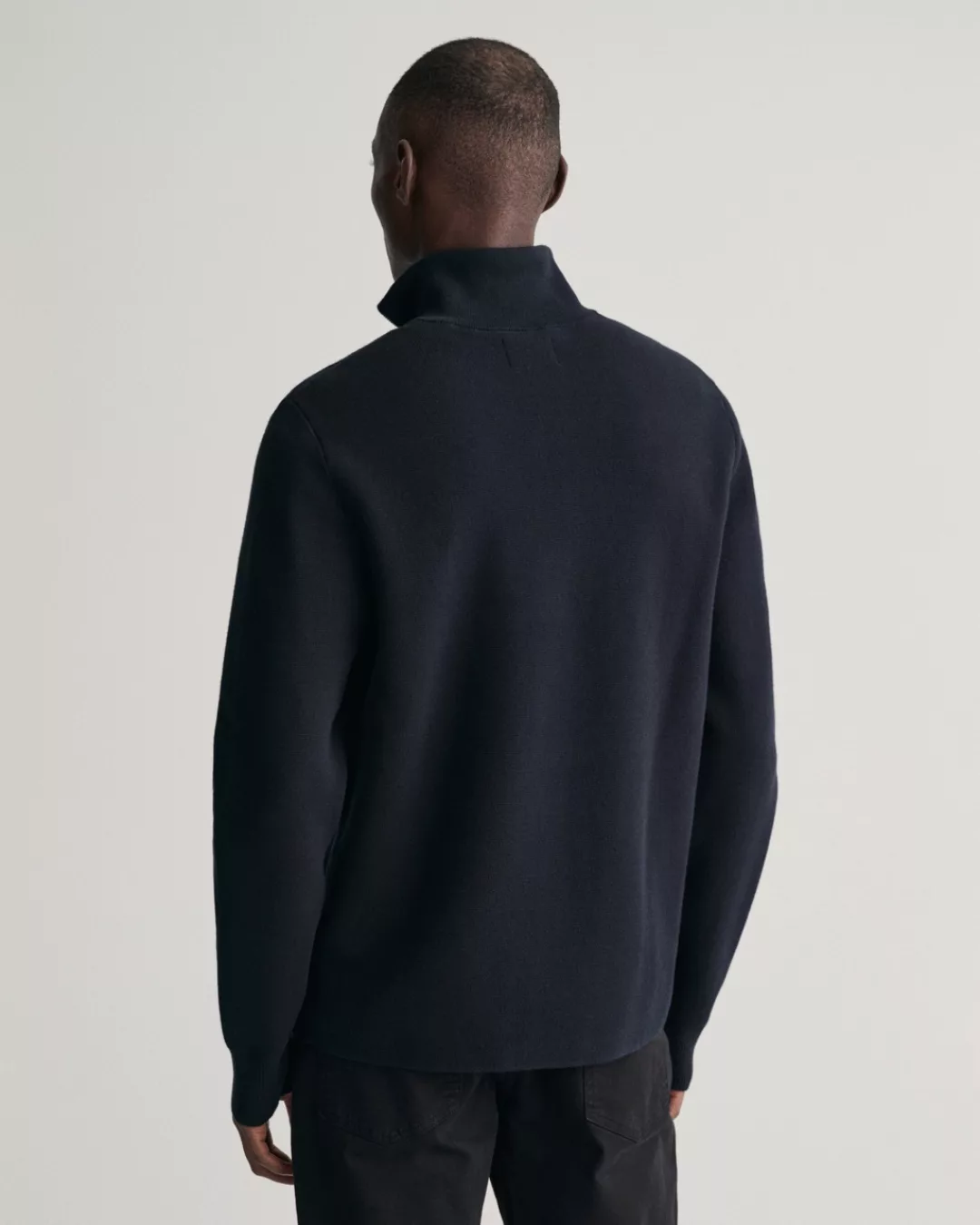 Gant Troyer MILANO KNIT COTTON HALF ZIP mit Rippstruktur, Grafische GANT-St günstig online kaufen