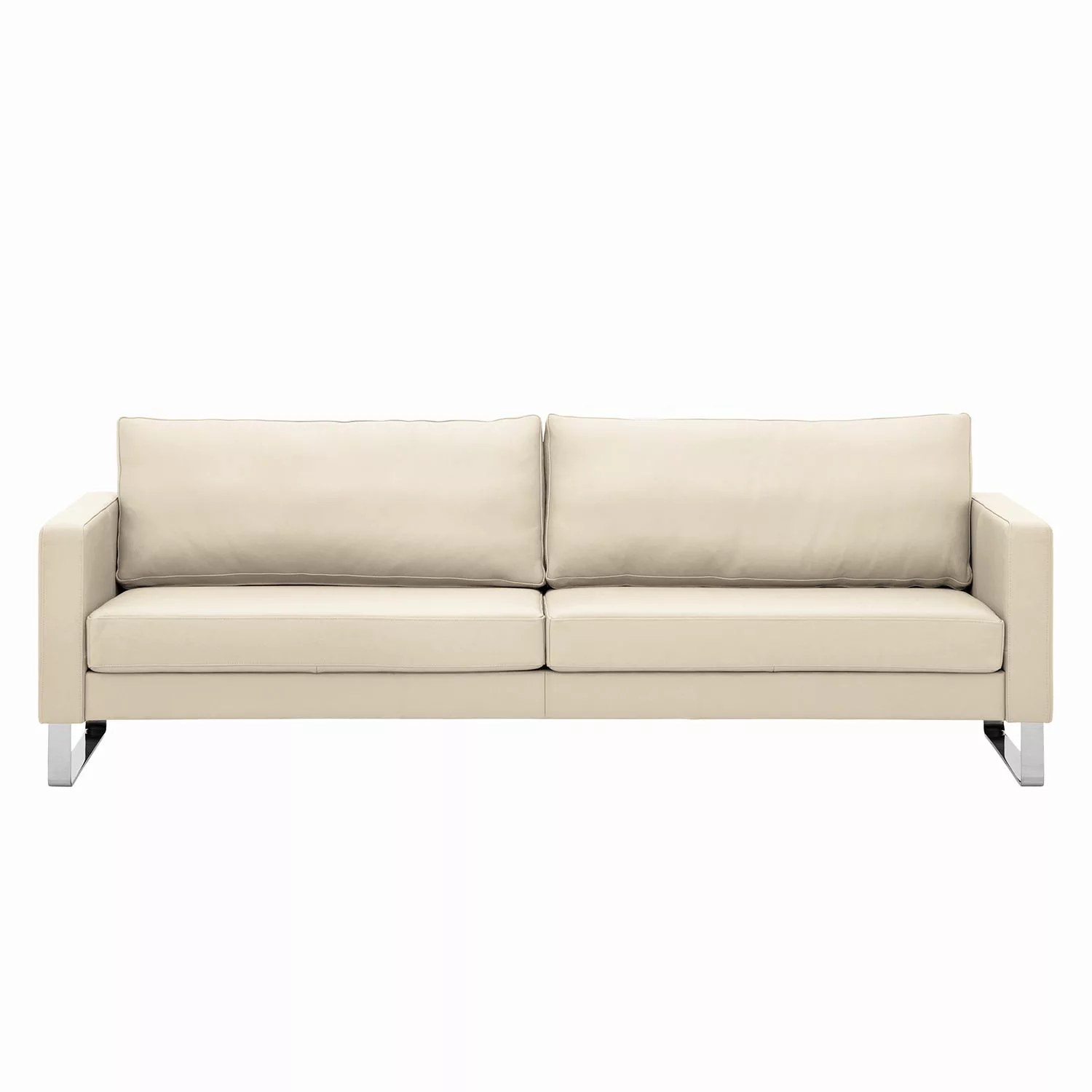 home24 Fredriks Sofa Portobello 3-Sitzer Creme Echtleder 216x75x85 cm (BxHx günstig online kaufen