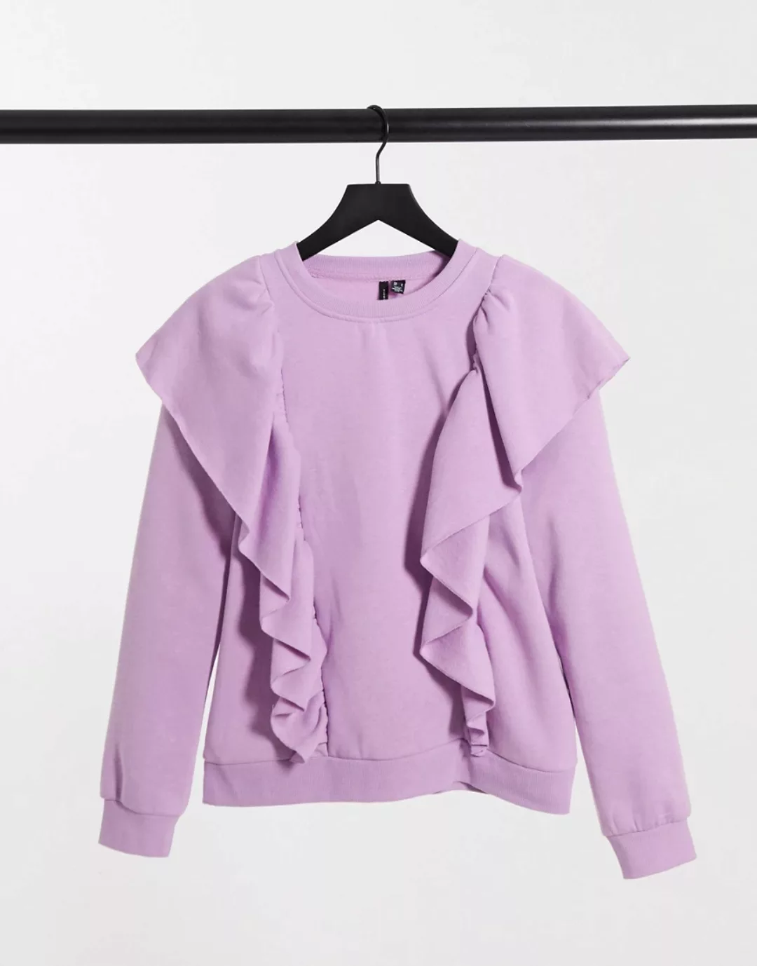 Vero Moda – Pullover mit Rüschendetails in Flieder-Violett günstig online kaufen