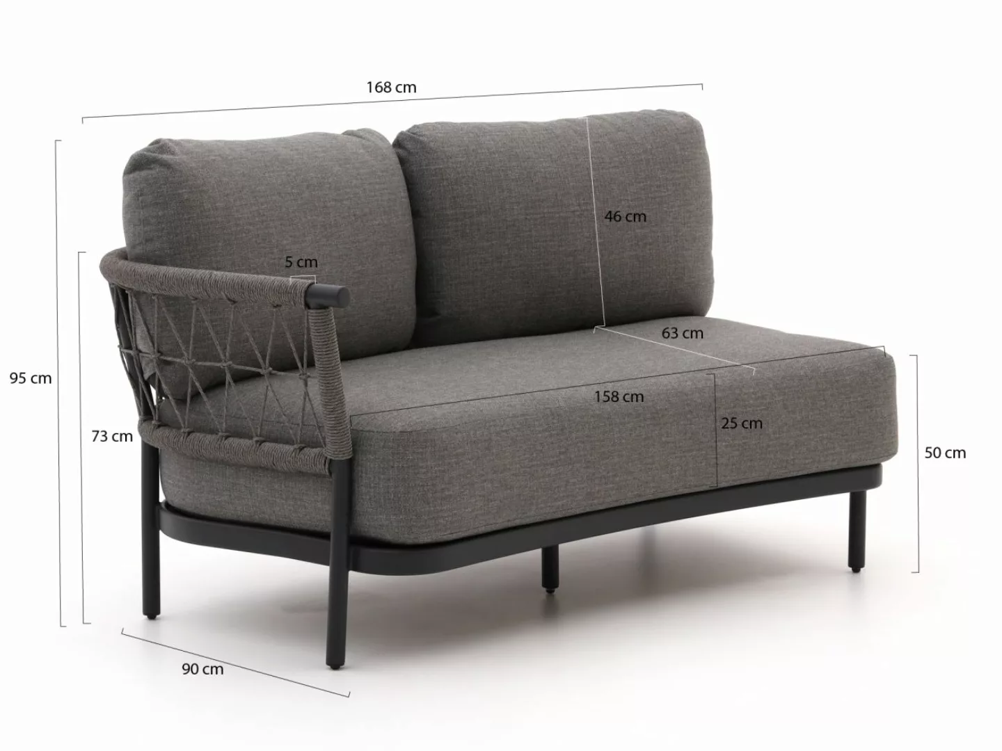 Bellagio Calizzano Gartensofa 2-Sitzer 168 cm inkl. Eckelement + linker Arm günstig online kaufen
