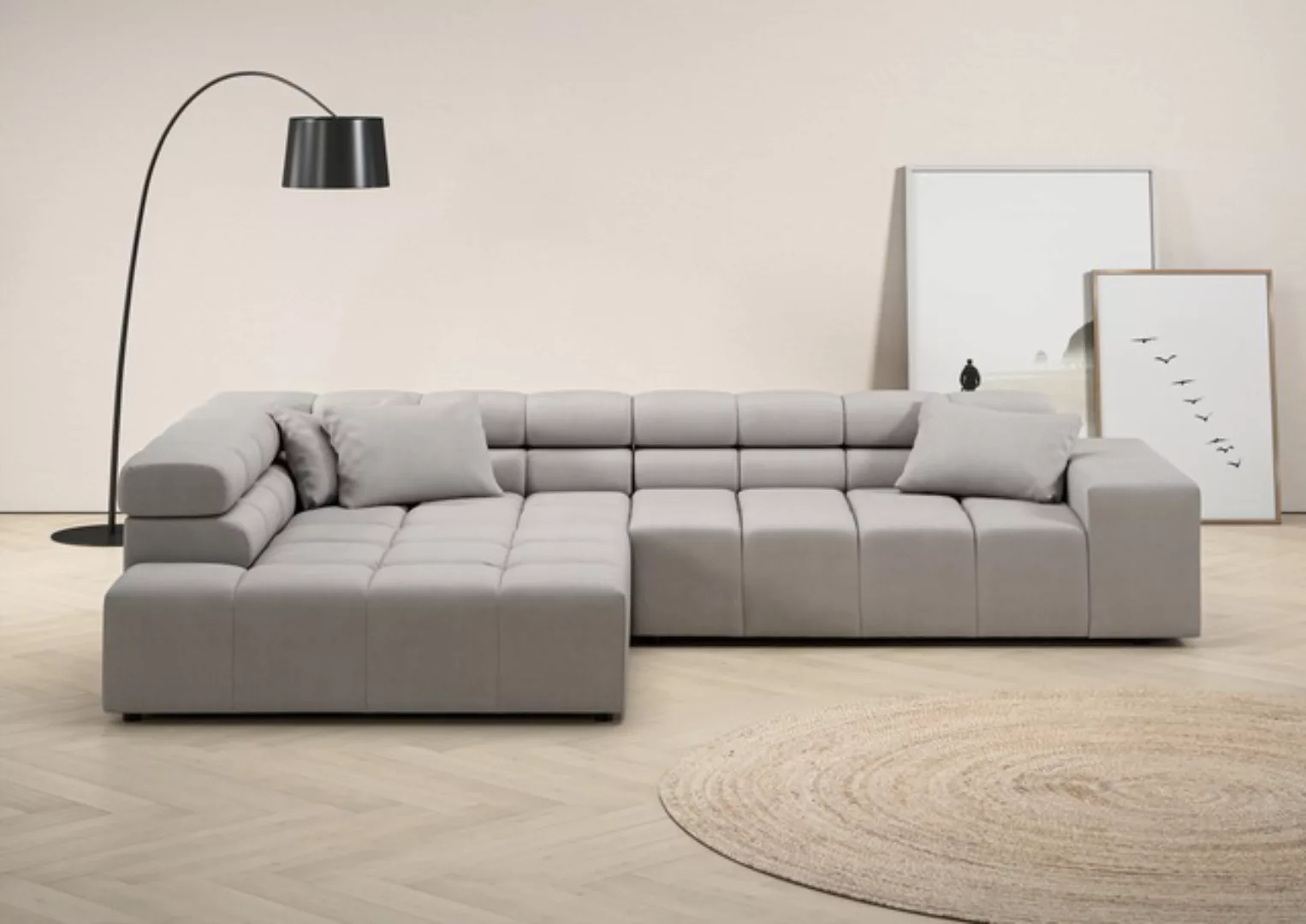 INOSIGN Ecksofa "Ancona incl. Kopfteilverstellung, Zierkissen Breite 319cm, günstig online kaufen