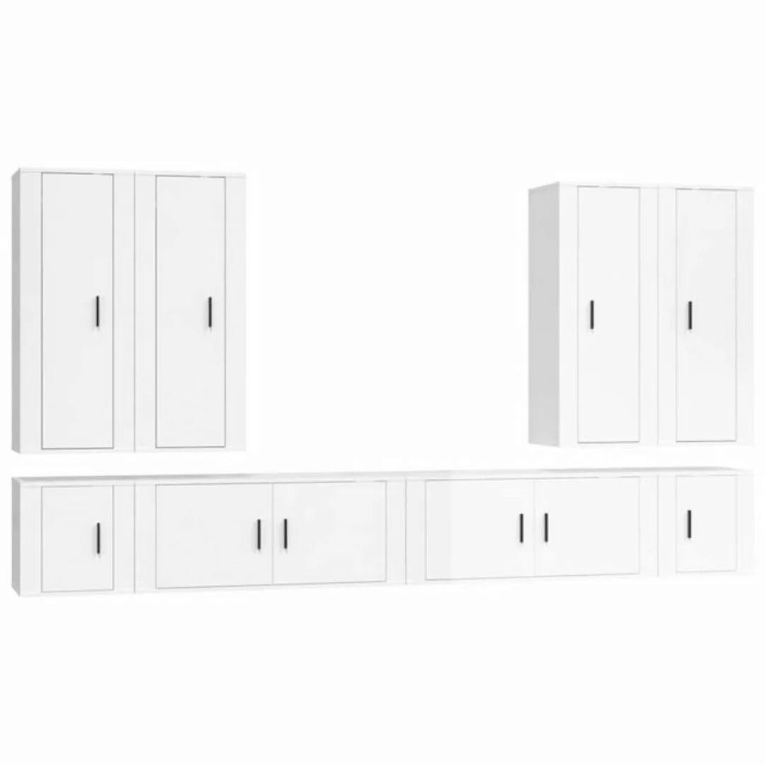 Vidaxl 8-tlg. Tv-schrank-set Hochglanz-weiß Holzwerkstoff günstig online kaufen