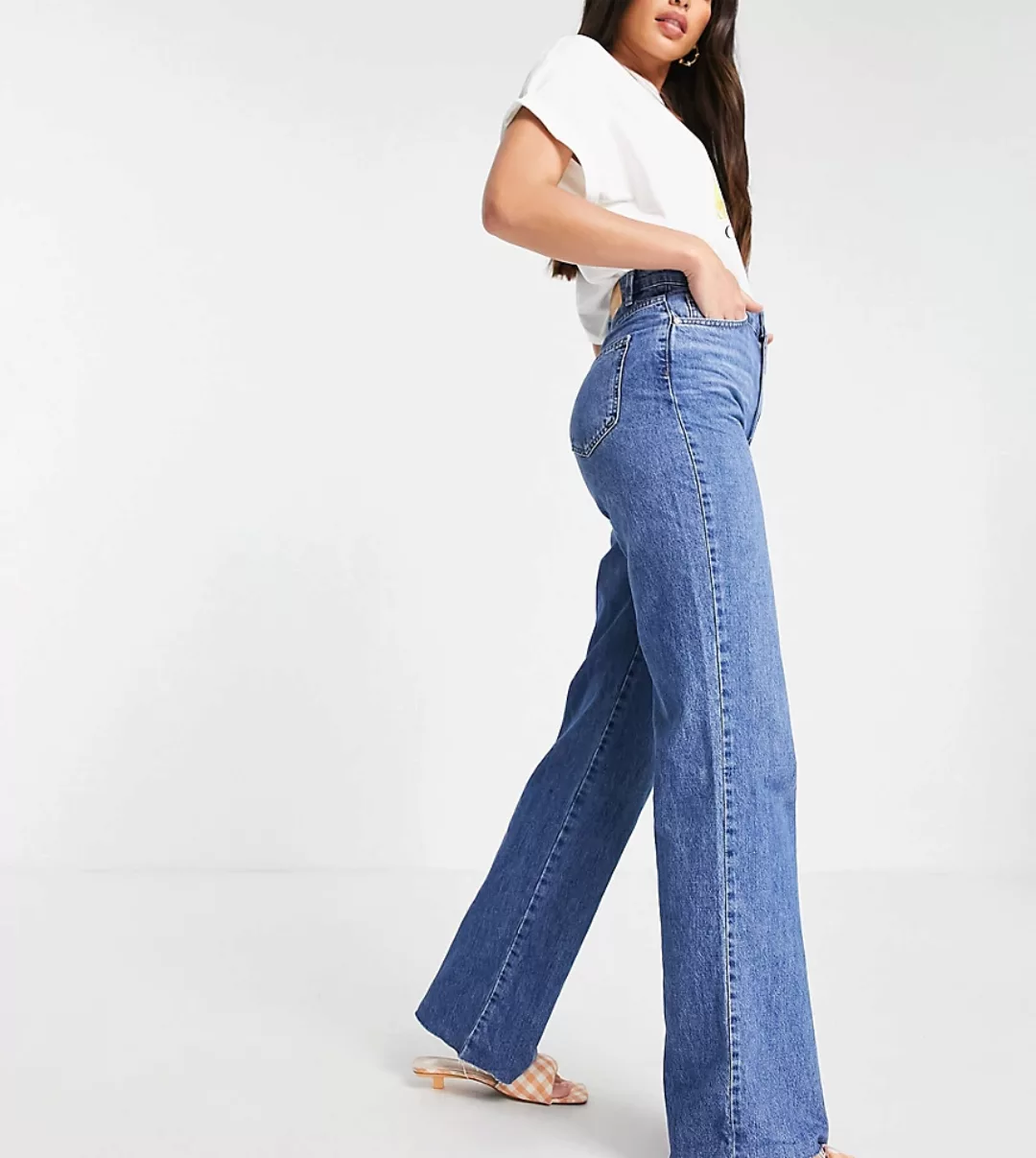 Stradivarius Tall – Dad-Jeans im Stil der 90er in Mittelblau günstig online kaufen