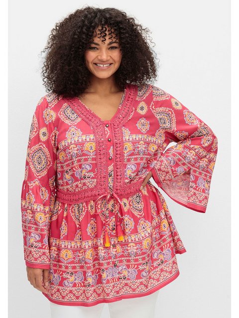 sheego by Joe Browns Longbluse "Große Größen", im Ethno-Stil, mit Crochet-S günstig online kaufen