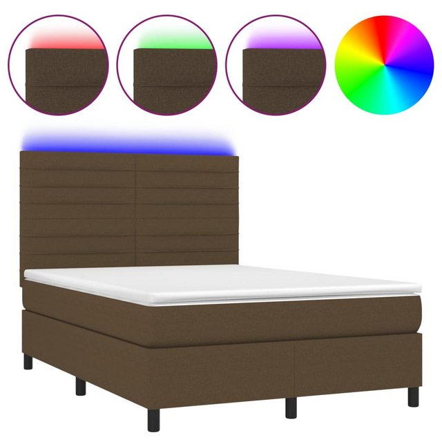 vidaXL Boxspringbett Bett Boxspringbett mit Matratze & LED Stoff (140 x 190 günstig online kaufen