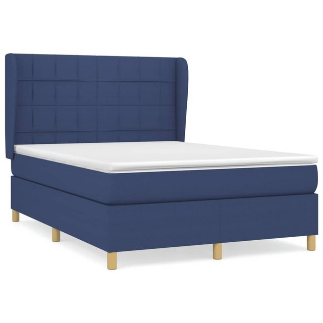 vidaXL Boxspringbett Boxspringbett mit Matratze Blau 140x200 cm Stoff Bett günstig online kaufen