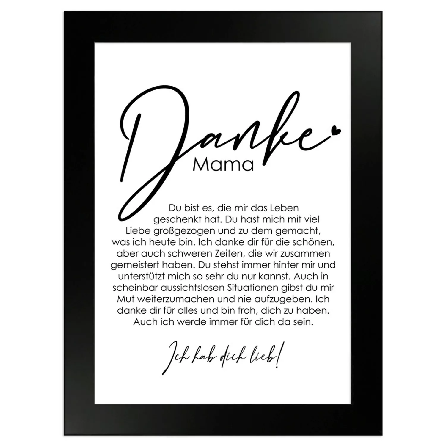 WANDStyle Gerahmtes Poster Danke Mama 13 x 18 cm Geschenkidee für Eine Pers günstig online kaufen