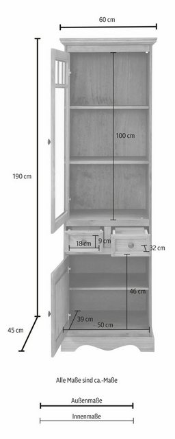 Home affaire Vitrine "Melissa", Höhe 190 cm günstig online kaufen