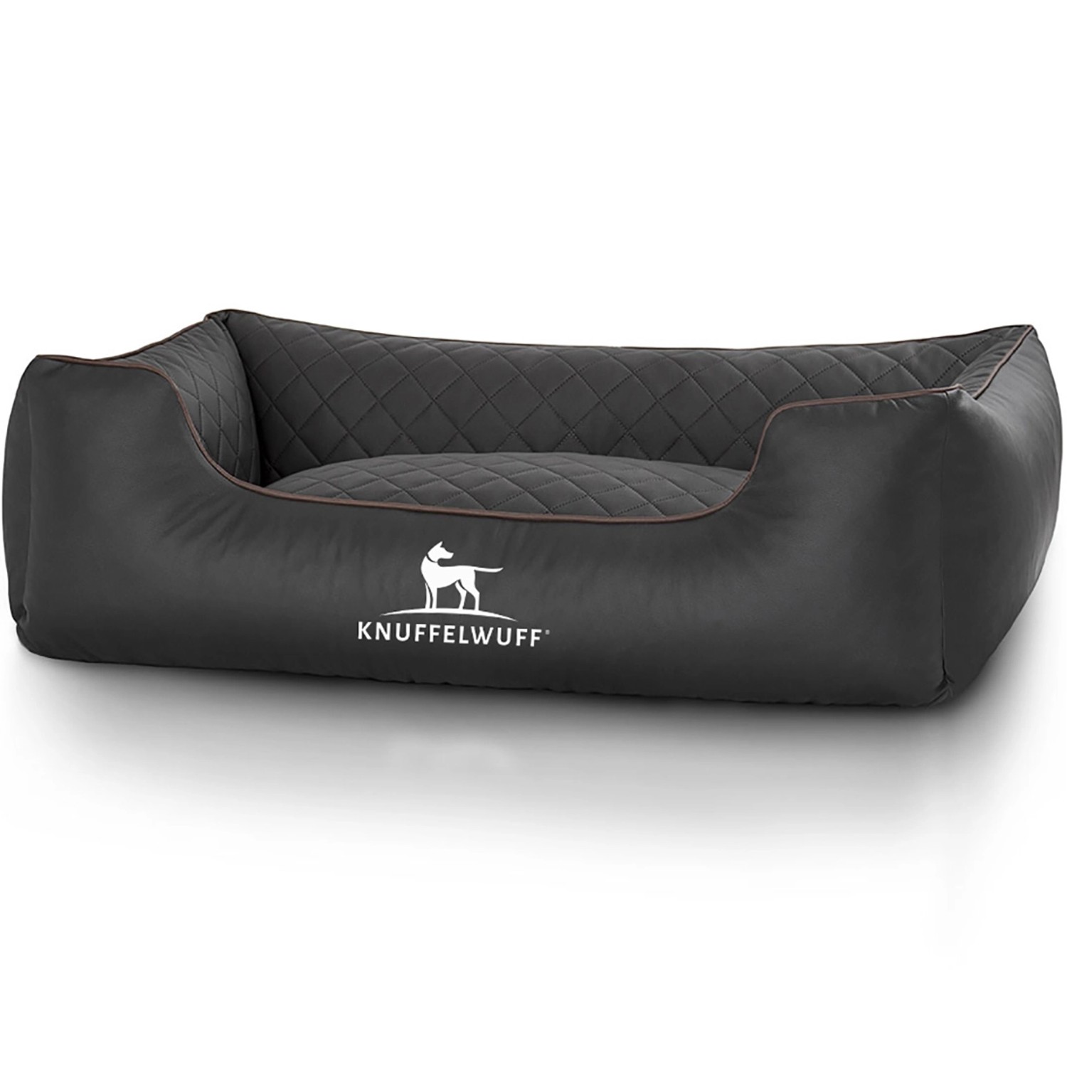 Knuffelwuff Hundebett Milan Kunstleder M-L 85 x 63cm Schwarz günstig online kaufen