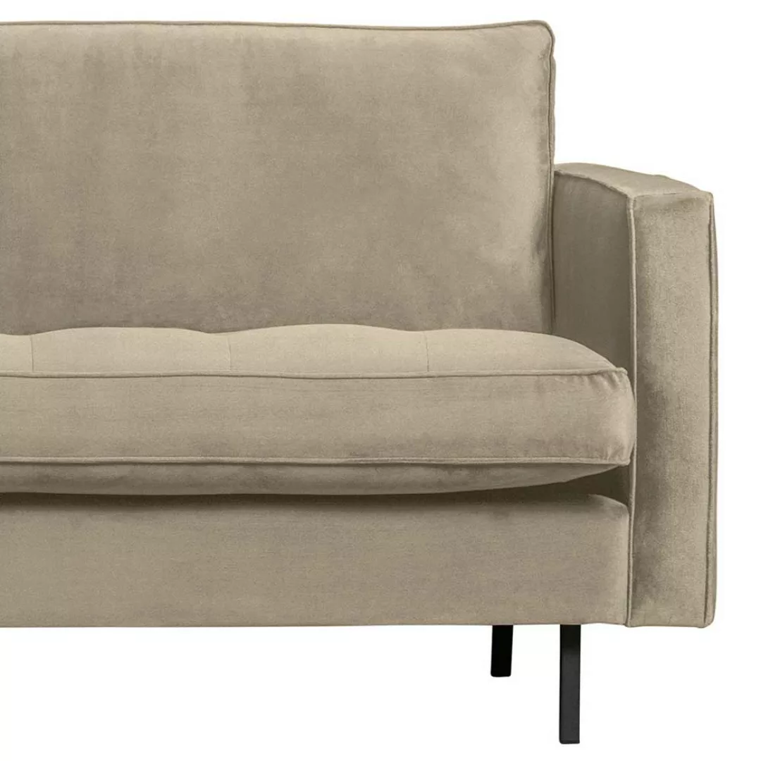 Dreier Sofa hell Khaki im Retrostil Fußgestell aus Metall günstig online kaufen