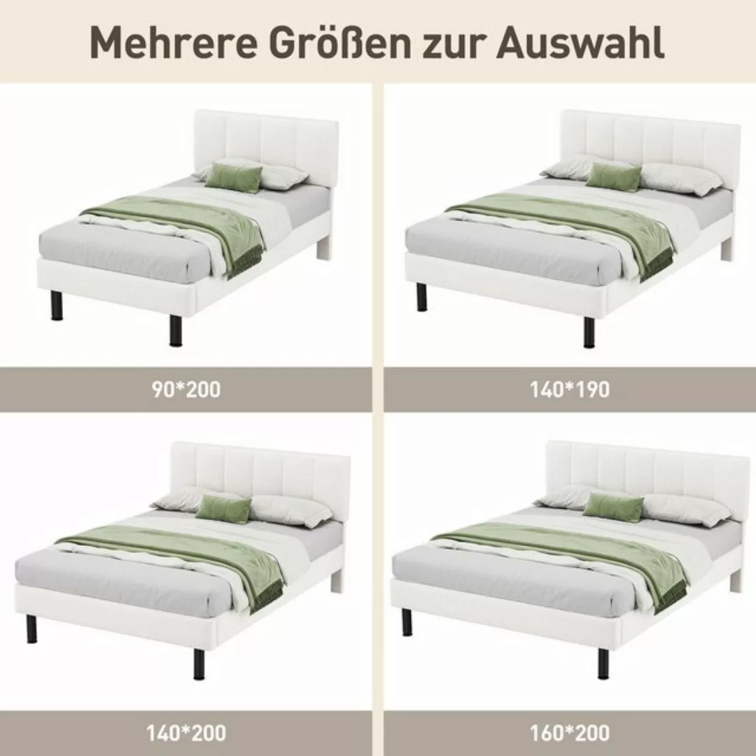 WISHDOR Polsterbett aus Sherpa-Stoff (Eisenfüße,Lattenrost), 90*200cm ohne günstig online kaufen