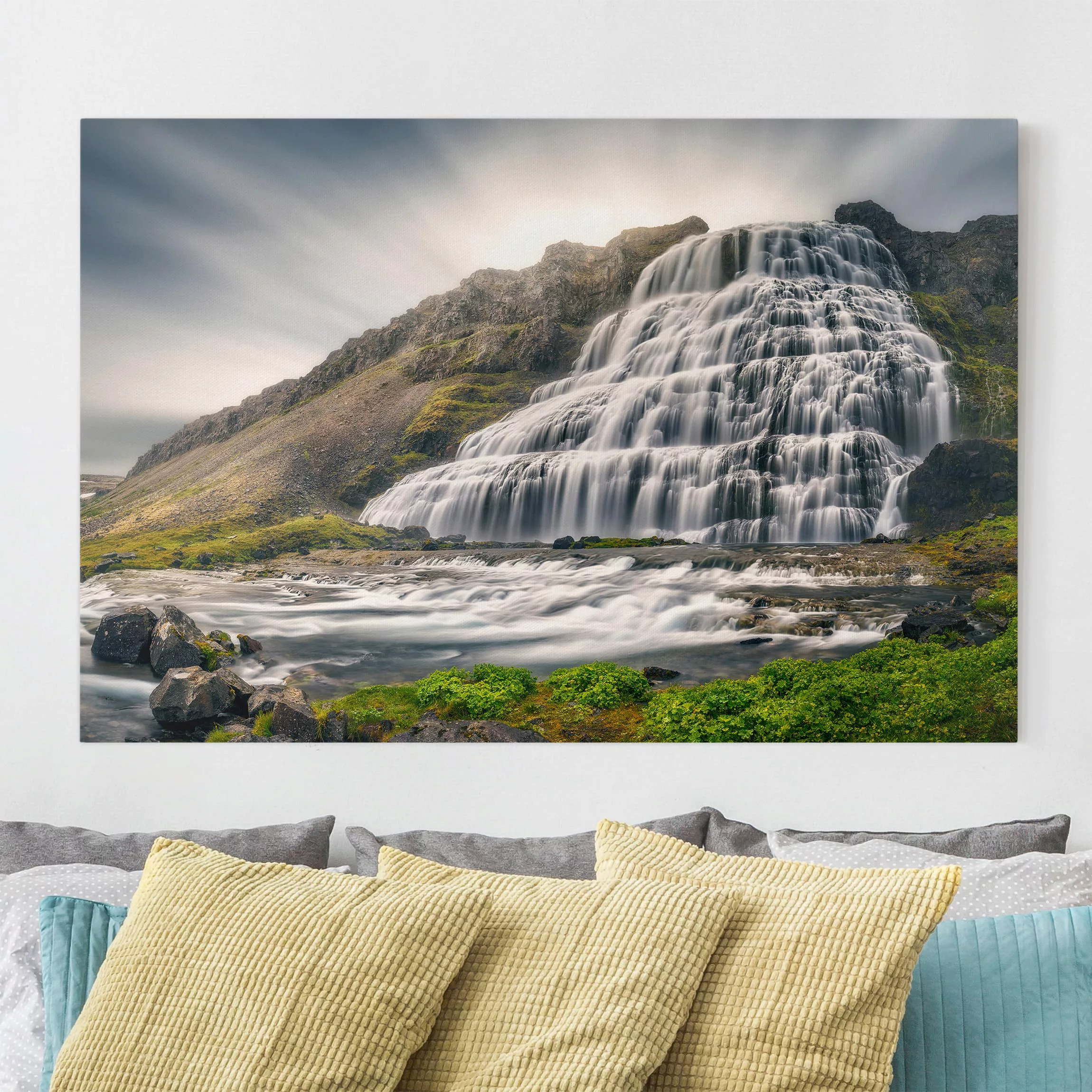 Leinwandbild Berg - Querformat Dynjandi Wasserfall günstig online kaufen