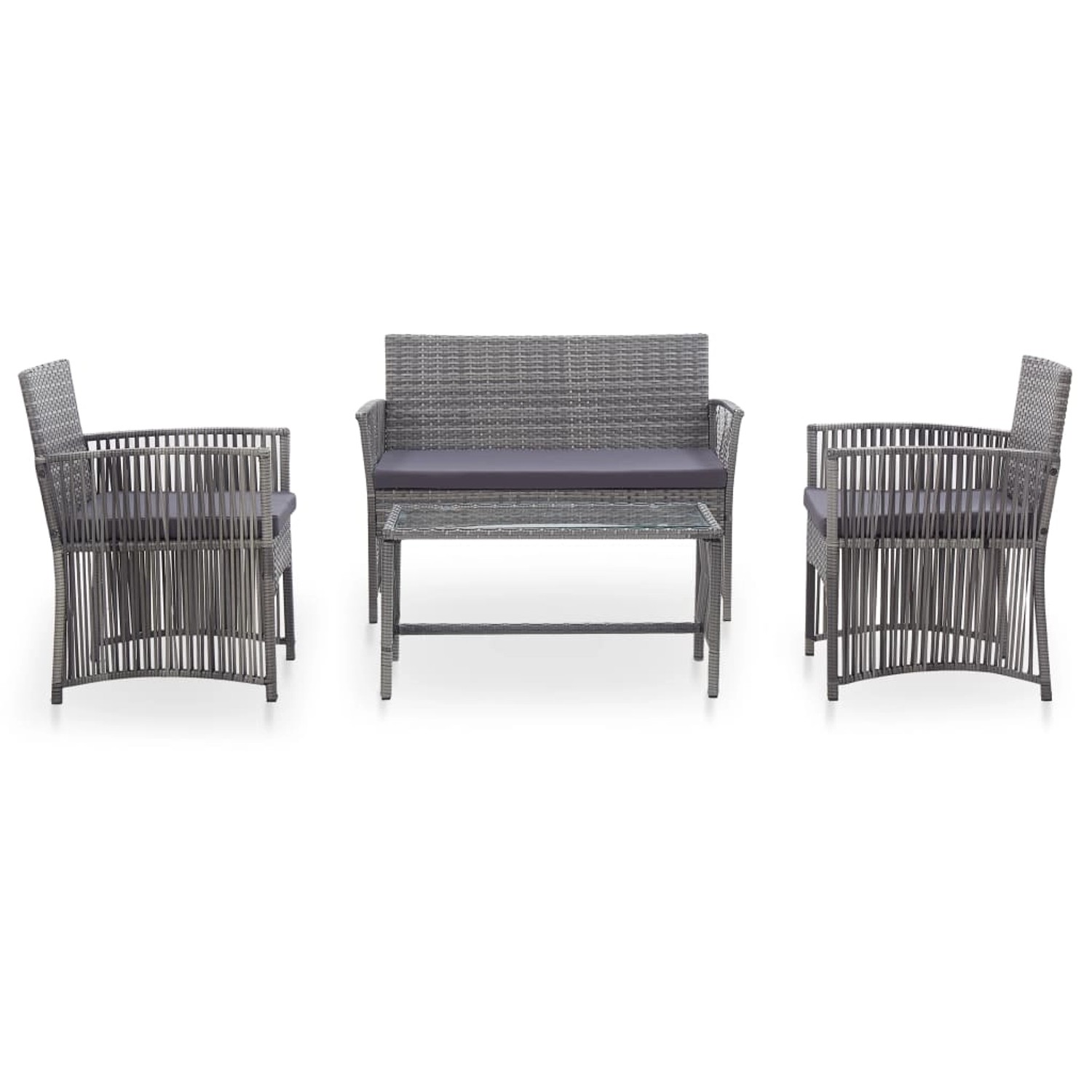 4-tlg. Garten-lounge-set Mit Auflage Poly Rattan Anthrazit günstig online kaufen