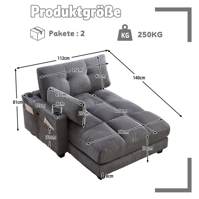 HAUSS SPOLE Schlafsofa Ecksofa Relaxsofa Polstermöbel mit Becherhaltern&USB günstig online kaufen