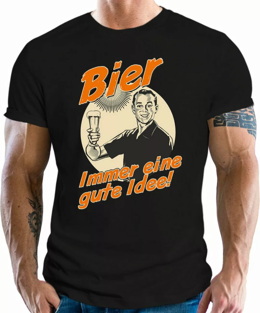 RAHMENLOS® T-Shirt für den Bier-Liebhaber: Bier, immer eine gute Idee günstig online kaufen