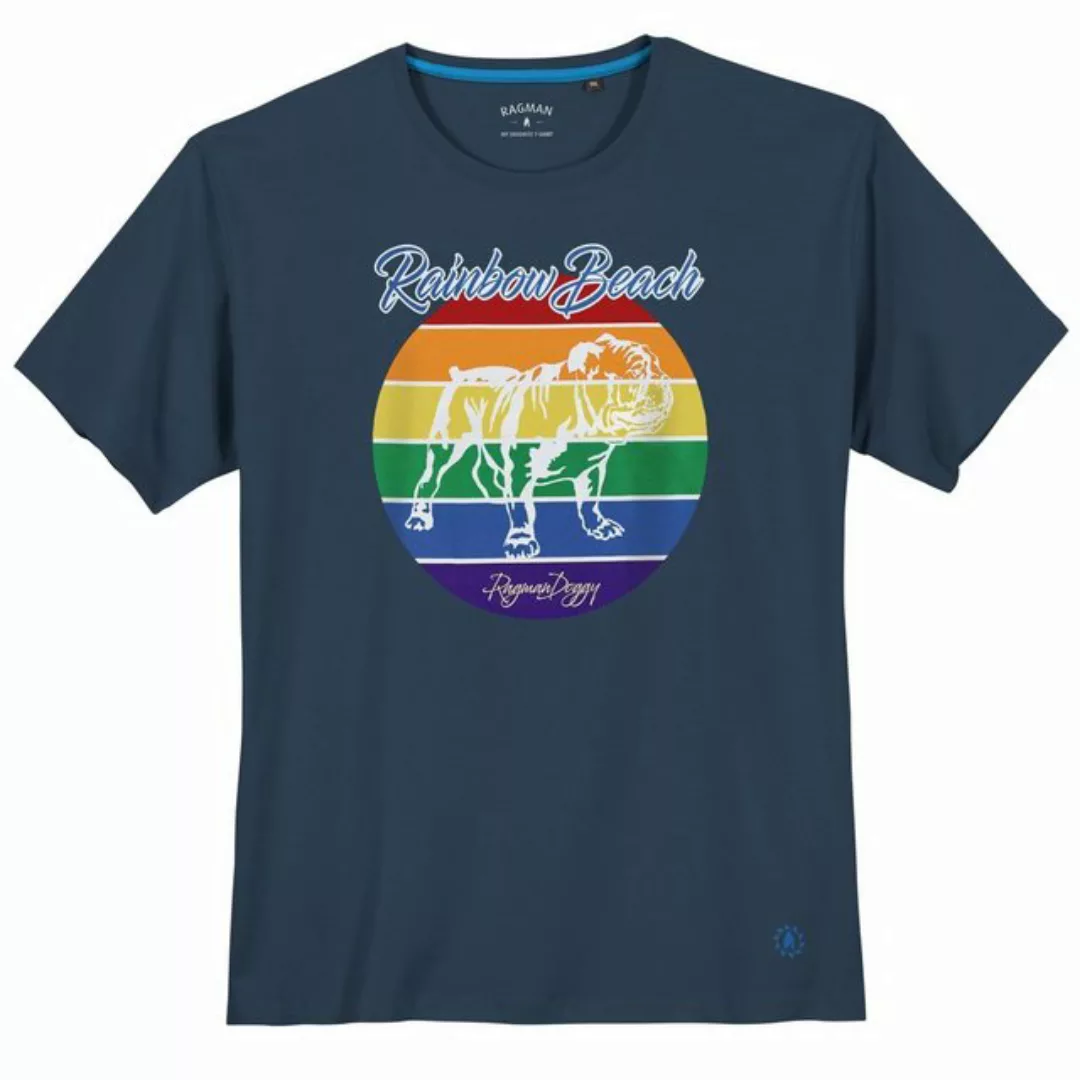 RAGMAN Rundhalsshirt Große Größen Herren T-Shirt nachtblau Print Rainbow Be günstig online kaufen