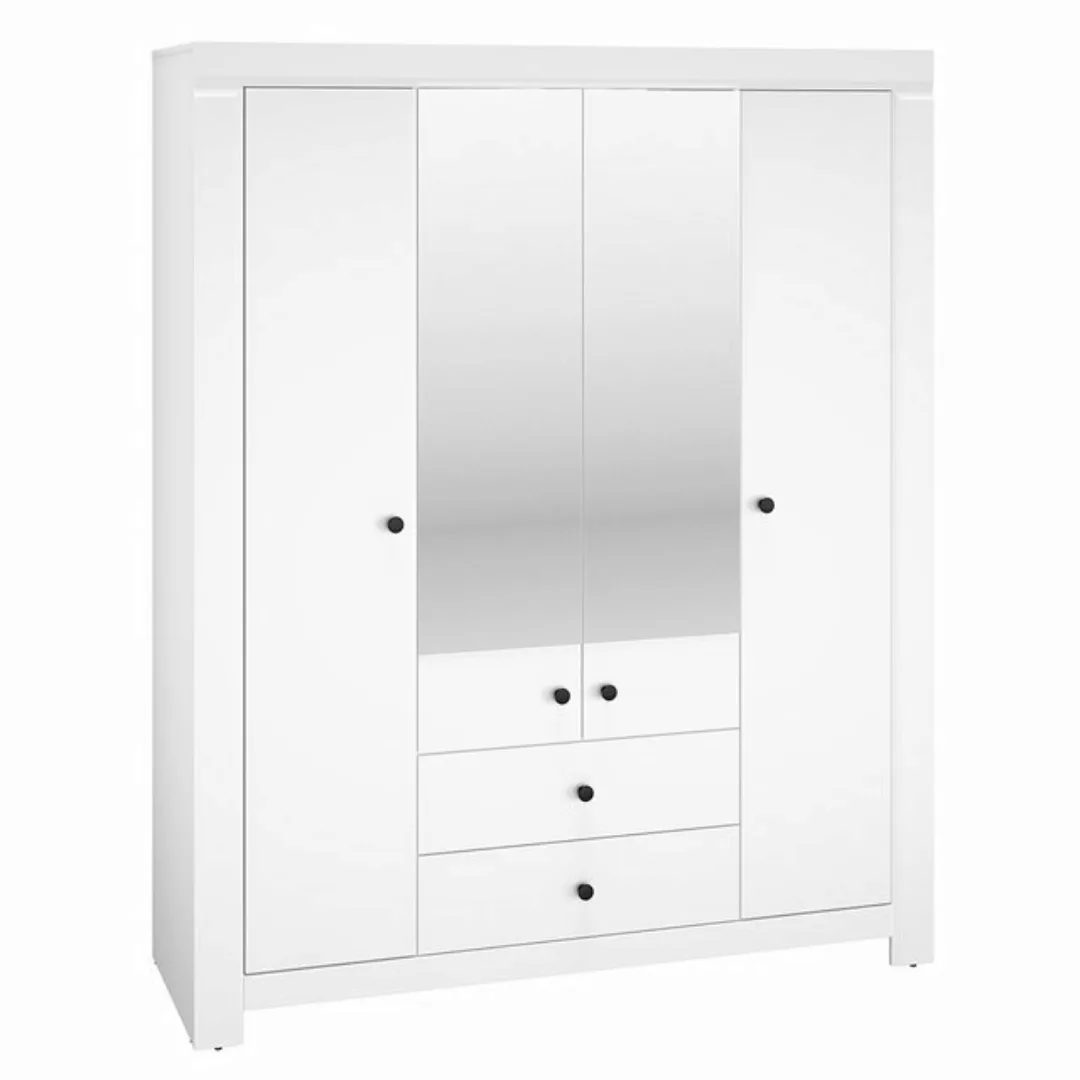 Lomadox Kleiderschrank LANA-131 Schlafzimmer Schrank mit Spiegel in weiß, B günstig online kaufen