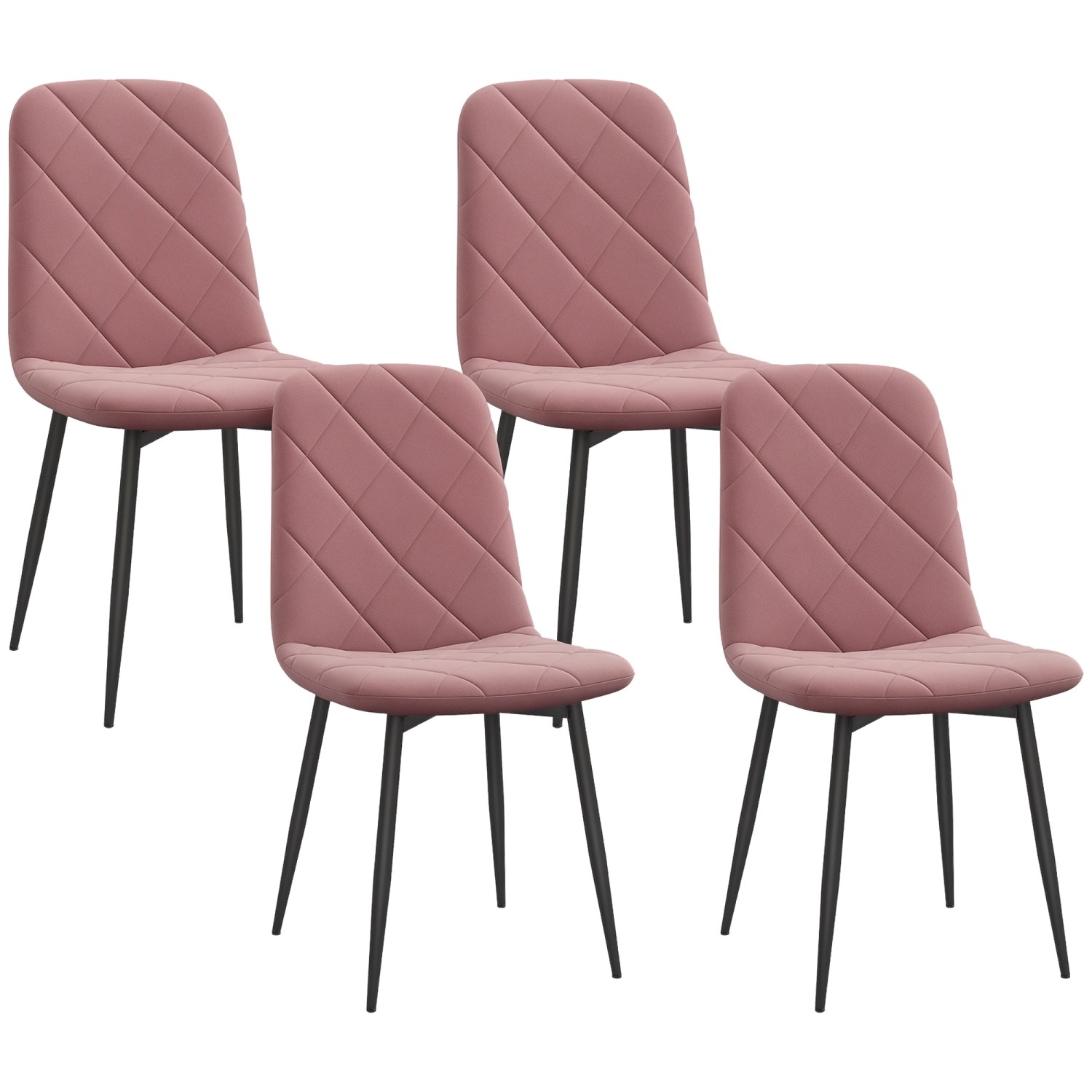 HOMCOM Esszimmerstühle Polyester Stahl 45L x 54B x 87H cm Rosa günstig online kaufen