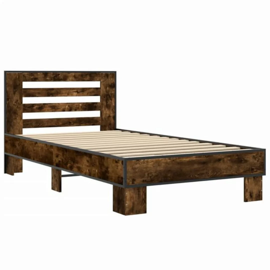 vidaXL Bett Bettgestell Sonoma-Eiche 75x190 cm Holzwerkstoff und Metall günstig online kaufen