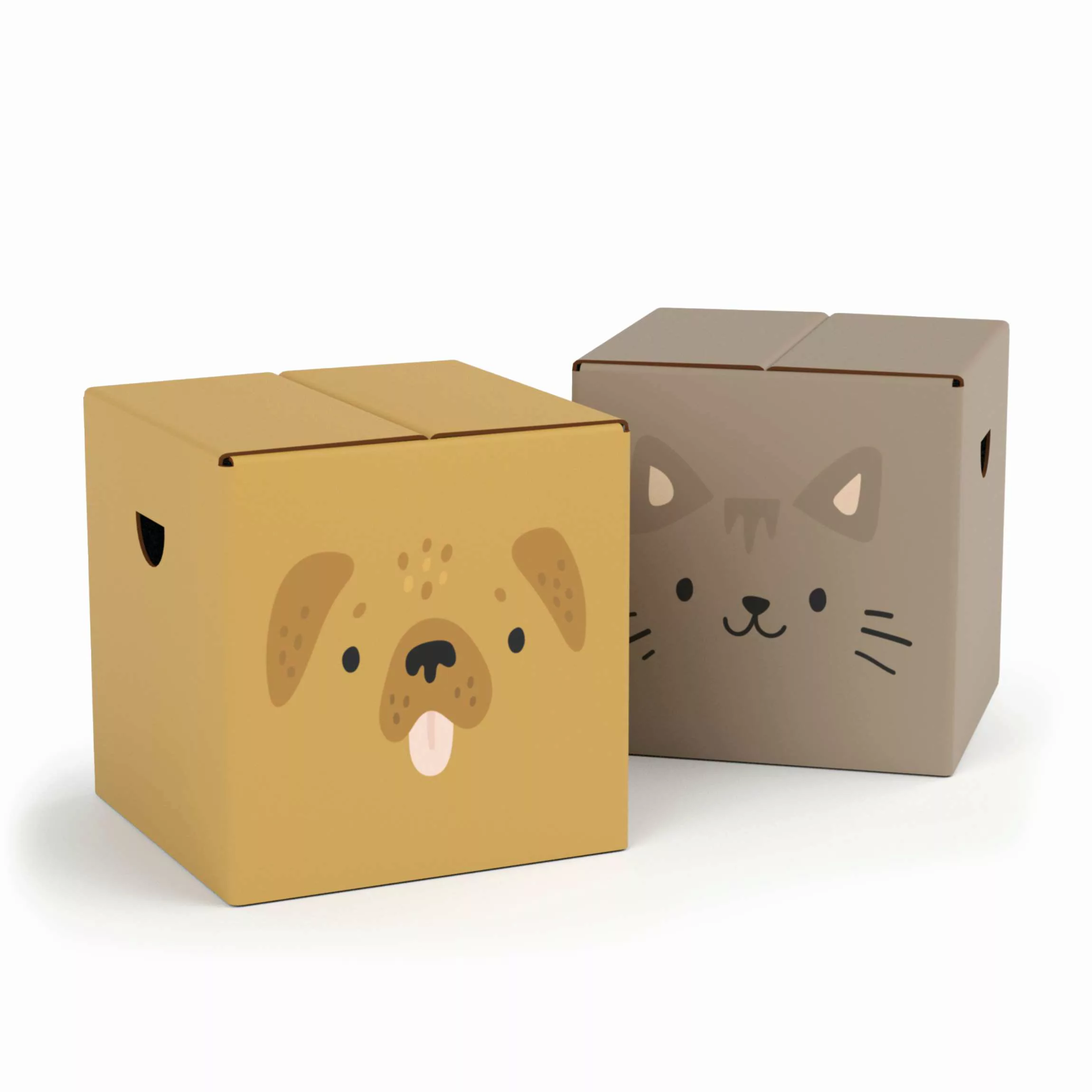 FOLDZILLA 2-teiliges Kinderhocker Set Pappe Niedlicher Hund & Katze günstig online kaufen