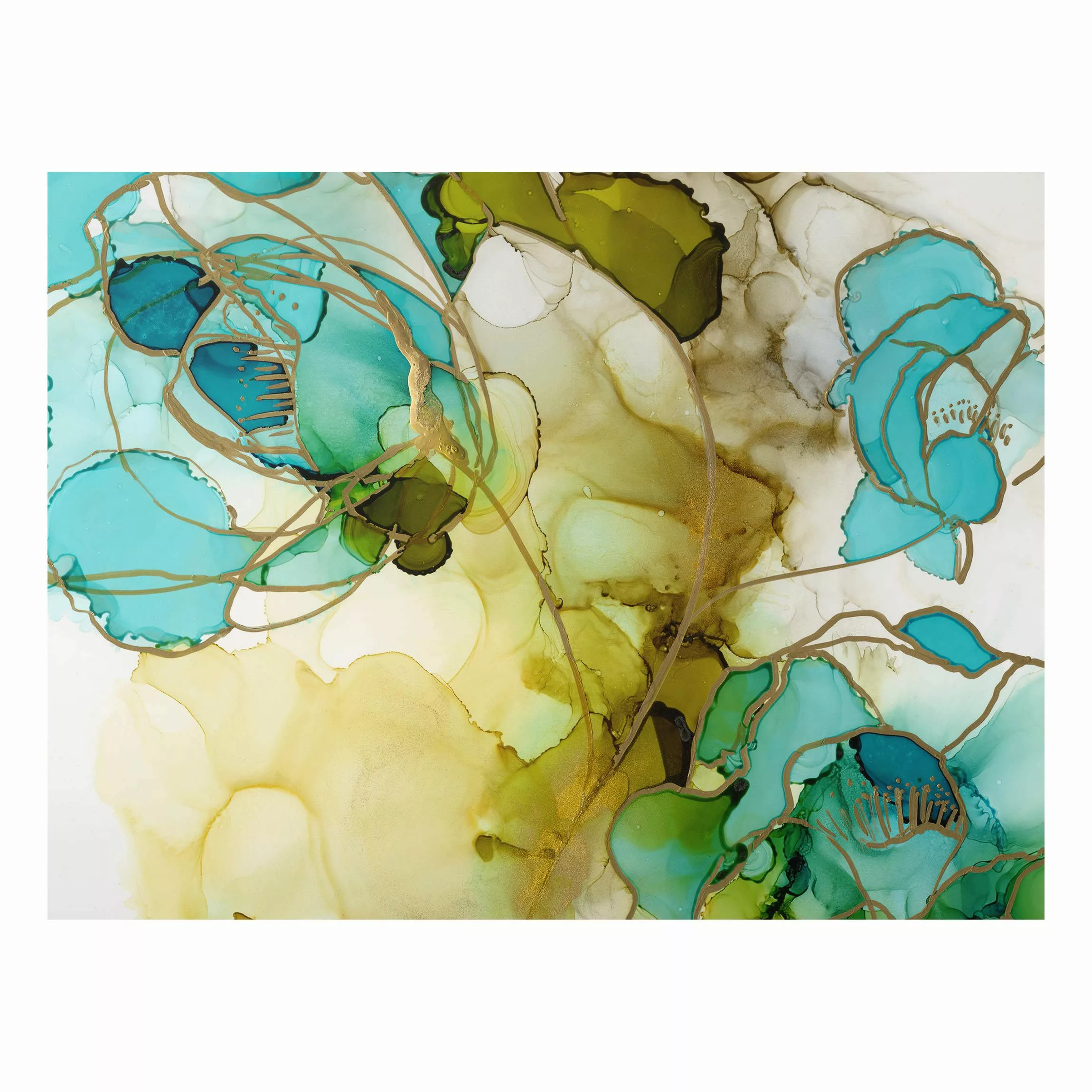 Alu-Dibond Bild Blumenfacetten in Aquarell günstig online kaufen